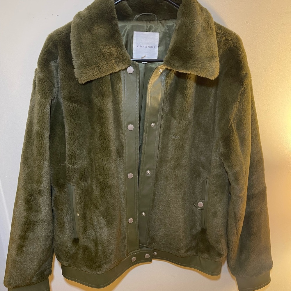 Avec Les Filles faux fur bomber jacket